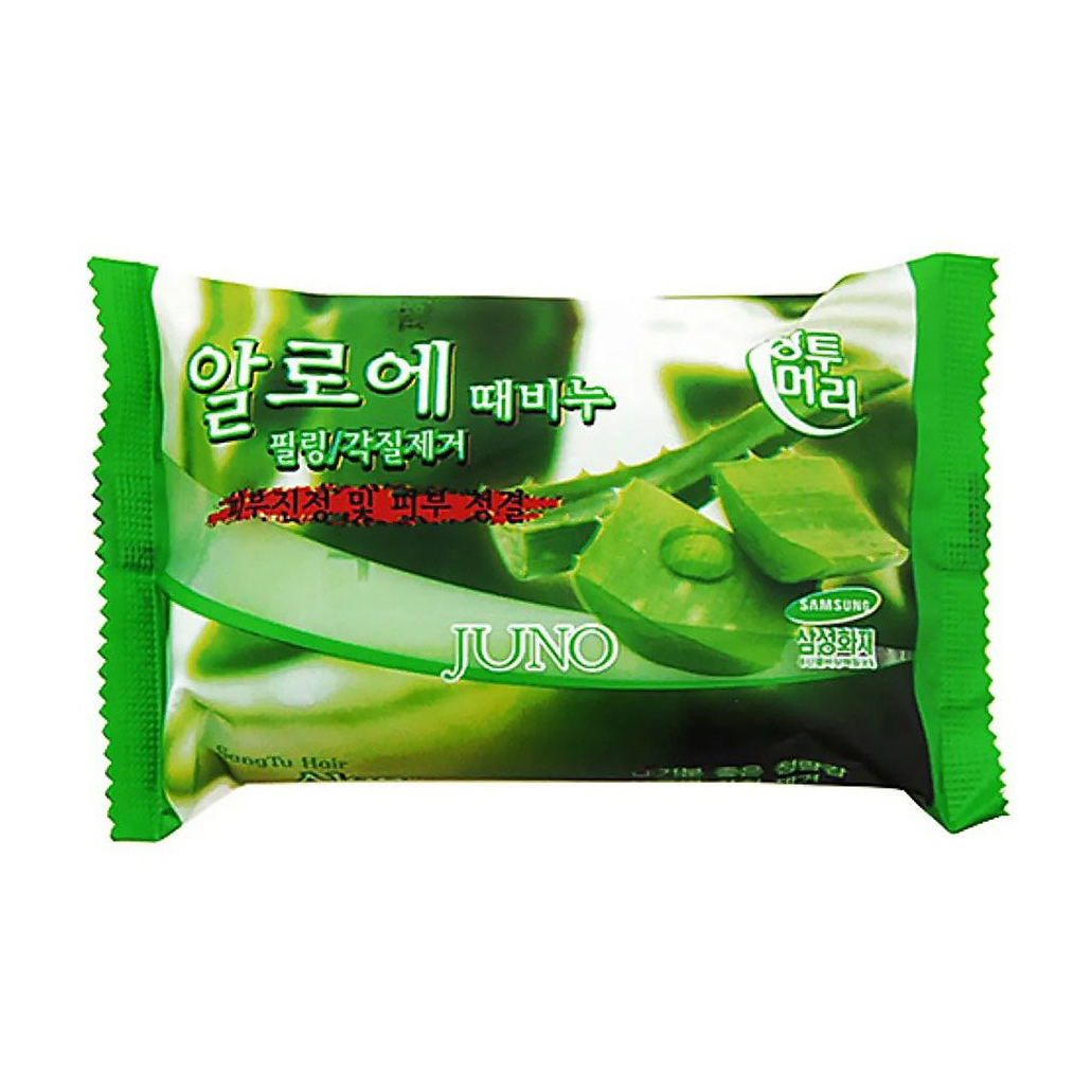 Тверде мило-пілінг для обличчя Juno Aloe з екстрактом алое вера, 150 г